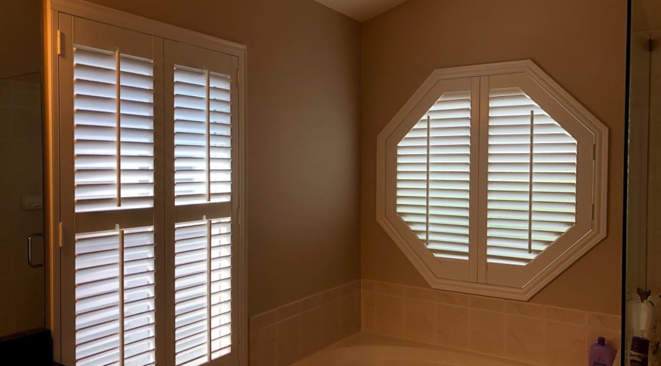 Octagon window in a Charlotte bathroom